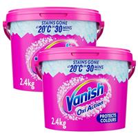 2 x Vanish Gold Oxi Action Laundry Booster Fabric Stain Remover Powder 2.4kg
