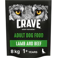 8kg Crave Natural Grain Free Adult Dry Dog Food Biscuits Lamb & Beef (8x1kg)