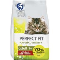 7.2kg Perfect Fit Natural Vitality Adult Complete Dry Cat Food Beef & Chicken