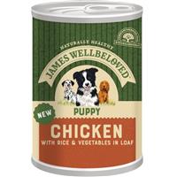 12 x 400g James Wellbeloved Puppy Wet Dog Food Tins Chicken Rice & Veg in Loaf