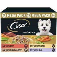 24 x 150g Cesar Country Stew Adult Wet Dog Food Trays Mixed Selection in Gravy