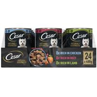24 x 400g Cesar Grain Free Adult Wet Dog Food Tins Mixed Selection In Loaf Can