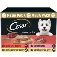 72 x 150g Cesar Classic Terrine Adult Wet Dog Food Trays Mixed Selection
