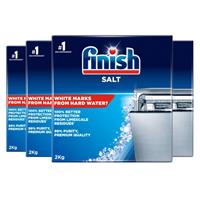 4 x Finish Dishwaser Salt Box 2kg Soften Water to Prevent Limescale & Watermarks