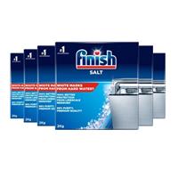 6 x Finish Dishwaser Salt Box 2kg Soften Water to Prevent Limescale & Watermarks