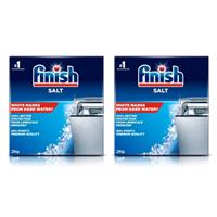 2 x Finish Dishwaser Salt Box 2kg Soften Water to Prevent Limescale & Watermarks