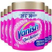 6 x Vanish Oxi Action Powder Fabric Stain Remover Brightens Colours 470g