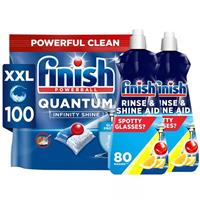Finish Quantum Infinity Shine Dishwasher Tablets 100 & 2 x Lemon Rinse Aid