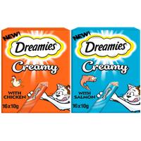 8 x 40g Dreamies Creamy Cat Treats with Chicken & Salmon