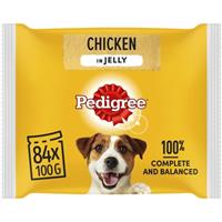 84 x 100g Pedigree Adult Wet Dog Food Pouches Chicken in Jelly