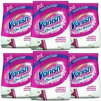 6 x Vanish Oxi Action Carpet & Rug Cleaner Moist Powder 5x Benefits 650G