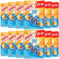 12 x Harpic Active Fresh Toilet Blocks 6 Powers Sparkling Citrus Scent 35g