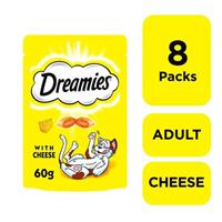 8 x 60g Dreamies Adult 1+ Cat Treats Cheese Cat Biscuits (480g)