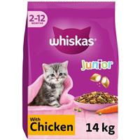 14kg Whiskas Kitten Junior Complete Dry Cat Food Chicken Cat Biscuits