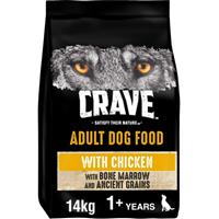 14kg Crave Natural Grain Free Adult Dry Dog Food Chicken Marrowbone & Grains