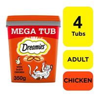 4 x 350g Dreamies Adult Cat Treats Mega Tubs Chicken Cat Biscuits (1.4kg)