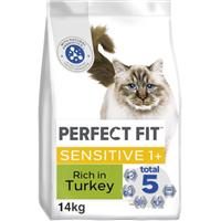 14kg Perfect Fit Advanced Nutrition Sensitive Adult Complete Dry Cat Food Turkey