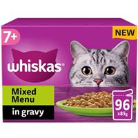 96 x 85g Whiskas 7+ Mixed Menu Senior Wet Cat Food Pouches in Gravy