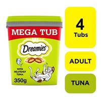 4 x 350g Dreamies Adult Cat Treats Mega Tubs Tuna Cat Biscuits (1.4kg)