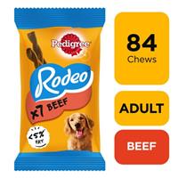 84 Pedigree Rodeo Dog Treats Beef Dog Chews (12x123g)