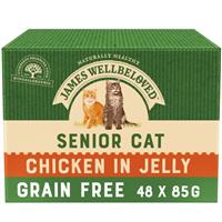 48 x 85g James Wellbeloved Grain Free Senior Cat Food Pouches Chicken in Jelly