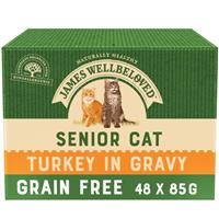 48 x 85g James Wellbeloved Grain Free Senior Cat Food Pouches Turkey in Gravy