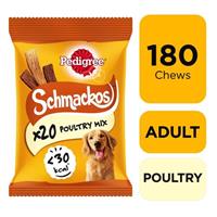 180 Pedigree Schmackos Mixed Poultry Dog Treats Dog Chews (9x144g)