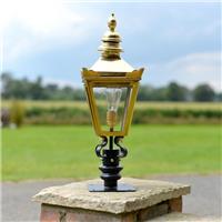 64cm Victorian Polished Brass Pillar Light and Lantern Set - Large