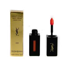 YSL Coral Lip Stain Vernis A Levres Vinyl Cream Creamy 408 Corail Neo-Pop - NEW