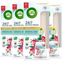 4 x Air Wick Eucalyptus & Freesia Active Fresh Aerosol Free Automatic Spray Kit