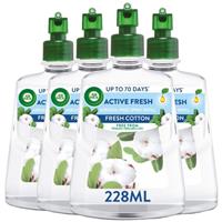4 x Air Wick Fresh Cotton Active Fresh Aerosol-Free Automatic Spray Refill 228ml