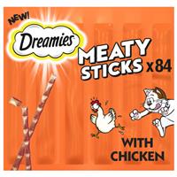 84 Dreamies Meaty Sticks Adult Cat Treats Chicken Cat Sticks (14x30g)