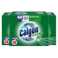 3 x Calgon Hygiene Plus Washing Machine Water Softener 38 Tablets Total 114