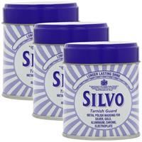 3 x Silvo Tarnish Guard Metal Polish Wadding Silver Gold Aluminium Chrome 75g