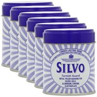 6 x Silvo Tarnish Guard Metal Polish Wadding Silver Gold Aluminium Chrome 75g