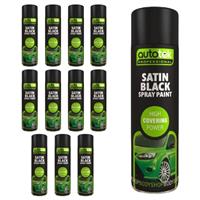 AutoTek Satin Black Multi-Purpose Aerosol Spray Paint 500ml x12