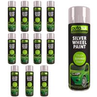 Autotek Silver Wheel Aerosol Spray Paint Durable Finish 500ml x12