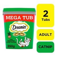 2 x 350g Dreamies Catnip Cat Treats Mega Tubs Cat Biscuits (700g)
