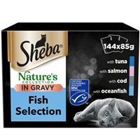 144 x85g Sheba Natures Collection Adult Wet Cat Food Pouches Mixed Fish in Gravy