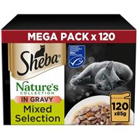 120 x 85g Sheba Natures Collection Adult Wet Cat Food Pouches Mixed in Gravy