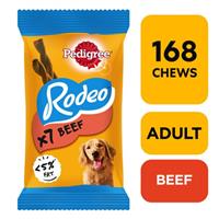 168 Pedigree Rodeo Dog Treats Beef Dog Chews (24x123g)