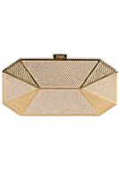 STARK CRYSTAL EMBELLISHED SUEDE AND GOLD TONE CLUTCH