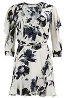 MICHELLE MASON FLORAL PRINT SILK WRAP MINI DRESS US 8 UK 12 - M Regular