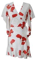 MICHELLE MASON FLUTTER SLEEVE WRAP MINI DRESS US 6 UK 10
