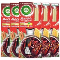 5 x Air Wick Reed Diffuser Air Freshener With Essential Oils Mulled Wine 30ml
