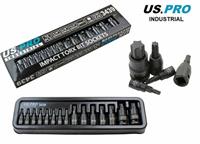 US PRO Impact Torx Bit Socket Set 15pc 1/4 3/8 1/2 Sockets Set 3439