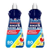 2 x Finish Dishwasher Rinse Aid Shine Lemon 400ml Drier Glasses Spot Prevention