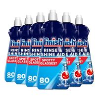 6 x Finish Dishwasher Rinse Aid & Shine Orig 400ml Drier Glasses Spot Prevention