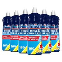 6 x Finish Dishwasher Rinse Aid Shine Lemon 800ml Drier Glasses Spot Prevention