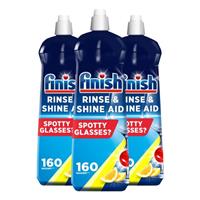 3 x Finish Dishwasher Rinse Aid Shine Lemon 800ml Drier Glasses Spot Prevention